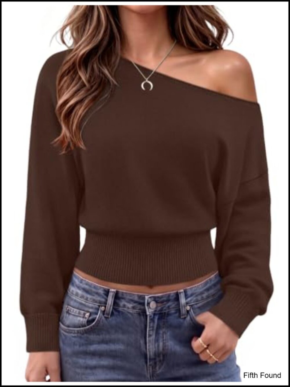 Off Shoulder Knit Sweater Pullover Long Sleeve Loose Fit Women's Trendy
